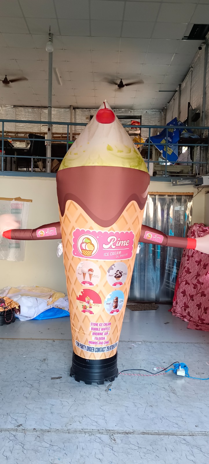 Ice cream cone shaped custom air dancer inflatable for Rime Ice Cream