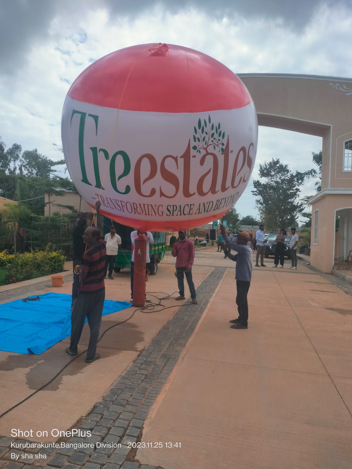 Treestates real estate sky balloon inflated at a project entrance near Bangalore