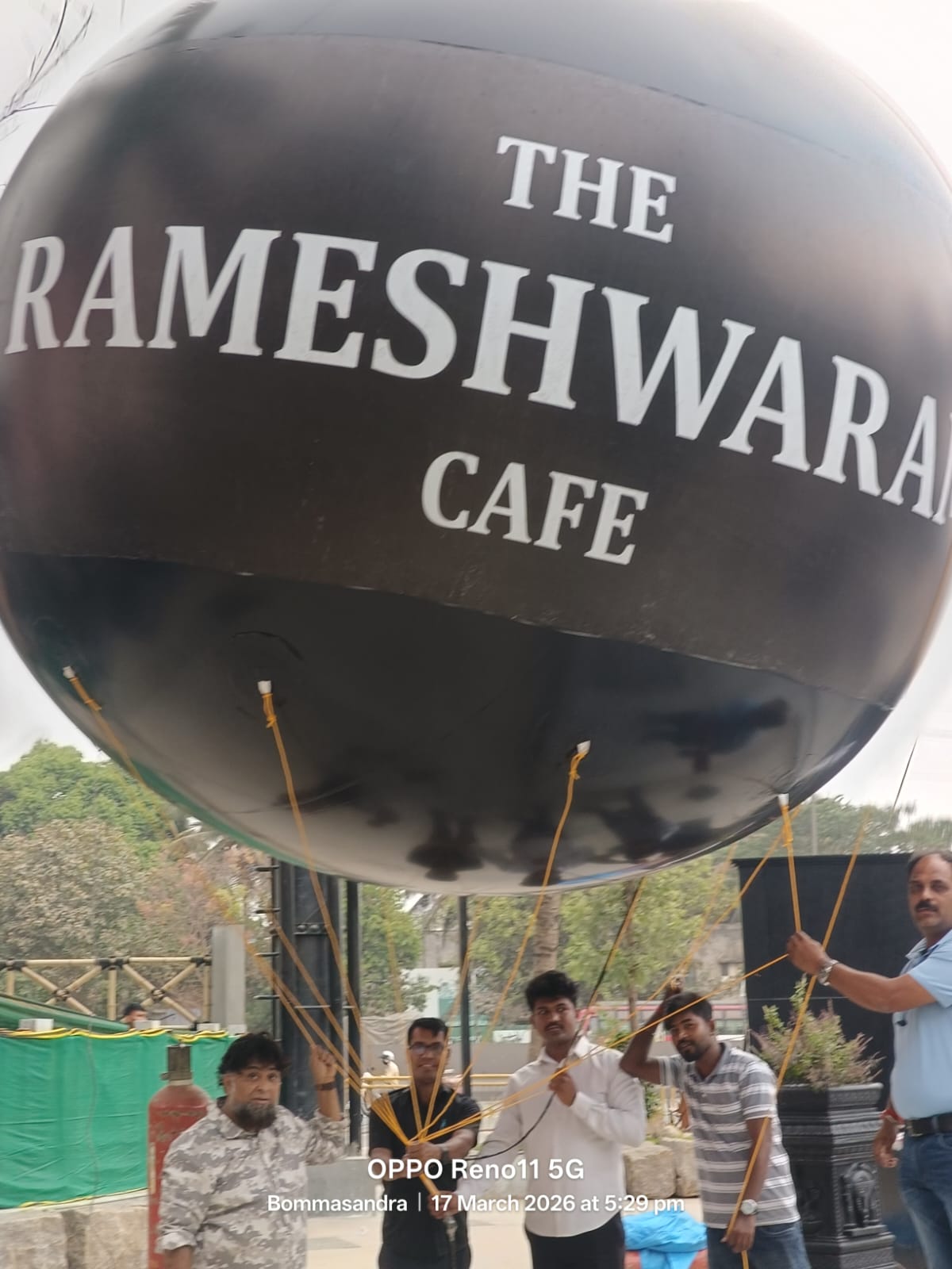 The Rameshwaram Cafe advertising sky balloon installed at Bommasandra, Bangalore